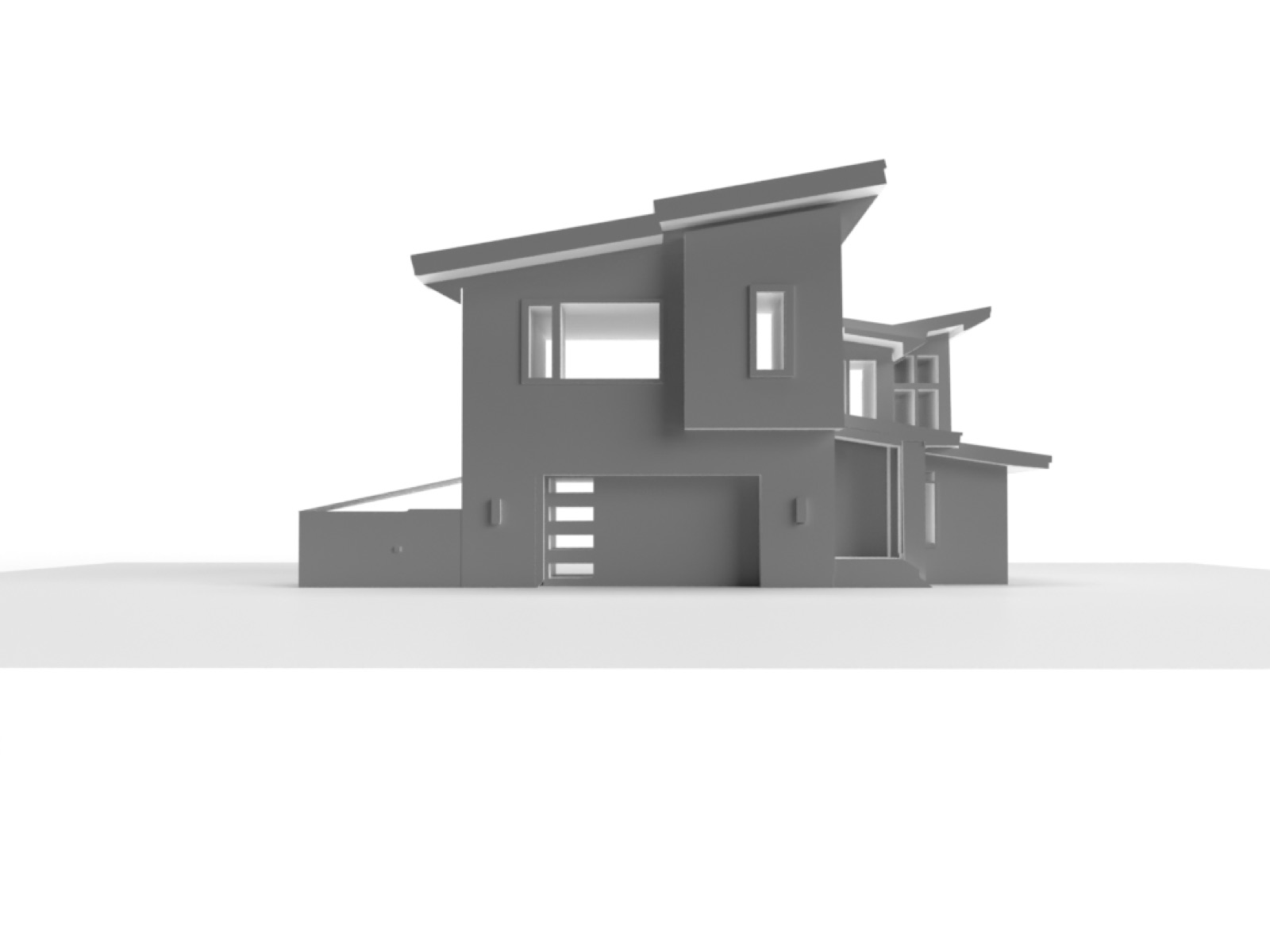 Grey clay render of the same house