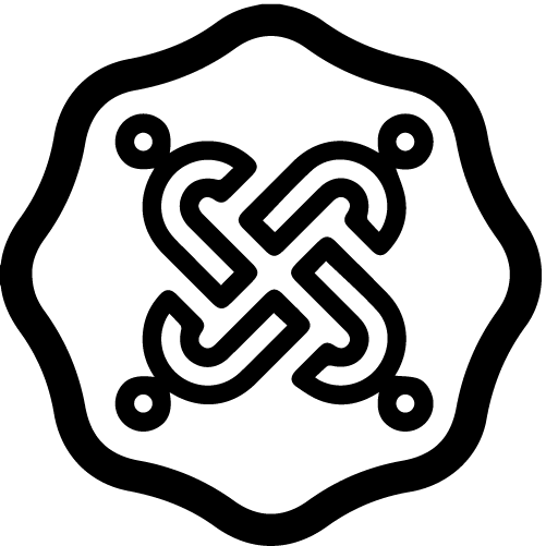 Badge icon: a knot of linked paths